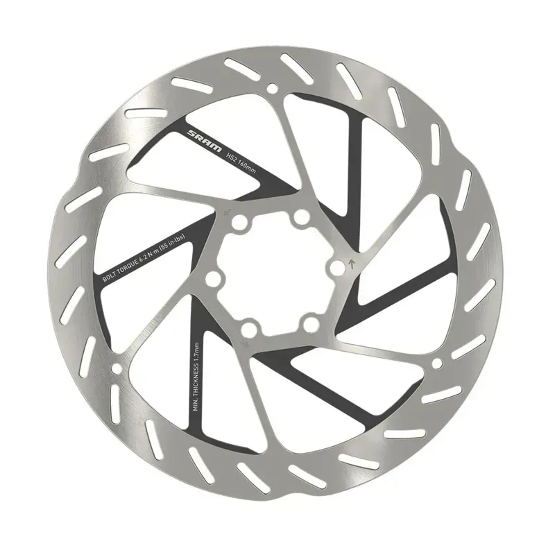 SRAM HS2 6-bolt Rounded Brake Rotor w/ Steel Bolts in Silver
