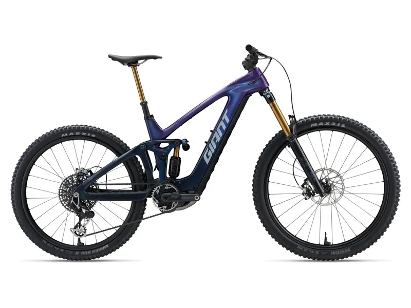2026 Giant Reign Advanced E+ 0 Electric Mountain Bike in Purple Haze/Metallic Navy