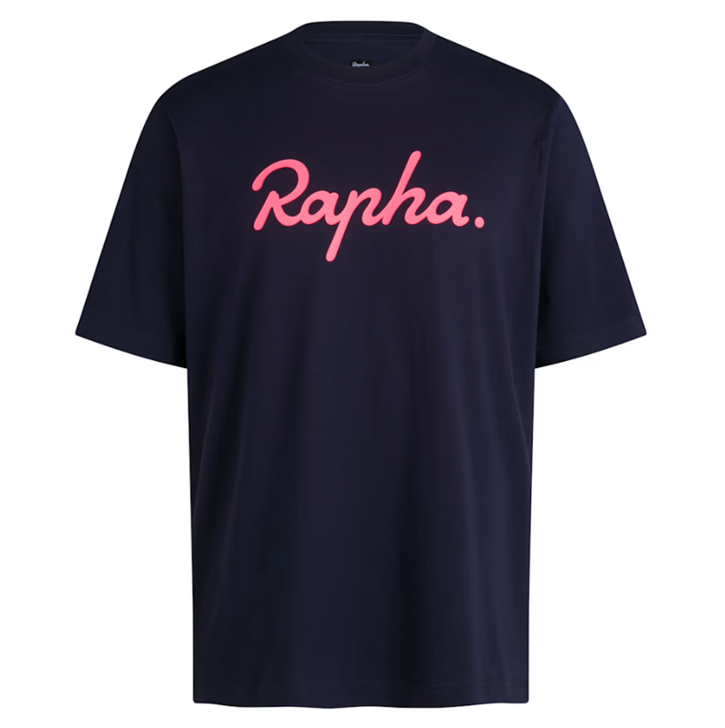 Rapha Men's Cotton Logo T-shirt Navy/Pink Medium