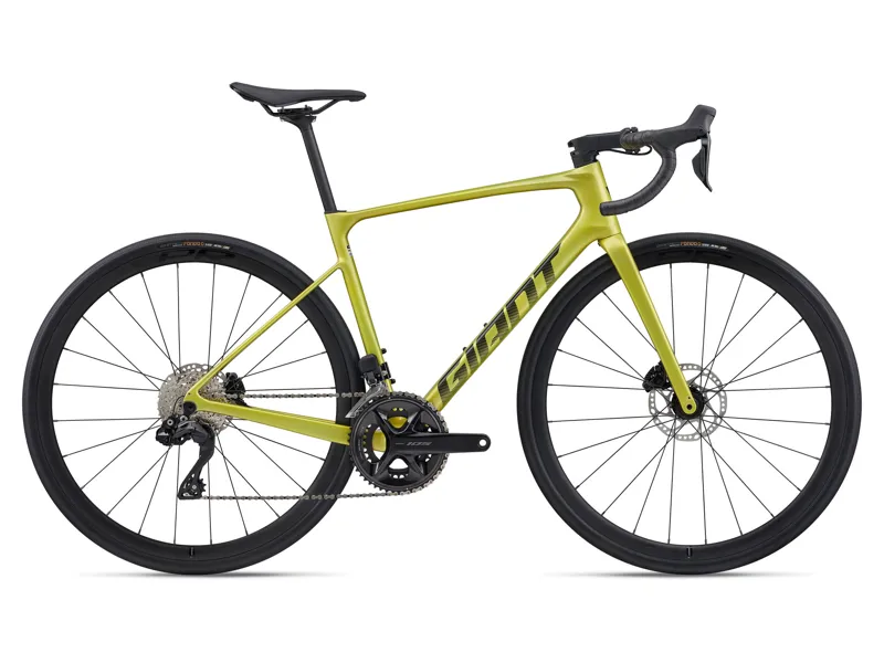 2026 Giant Defy Advanced 1 Road Bike in Cyber Lime